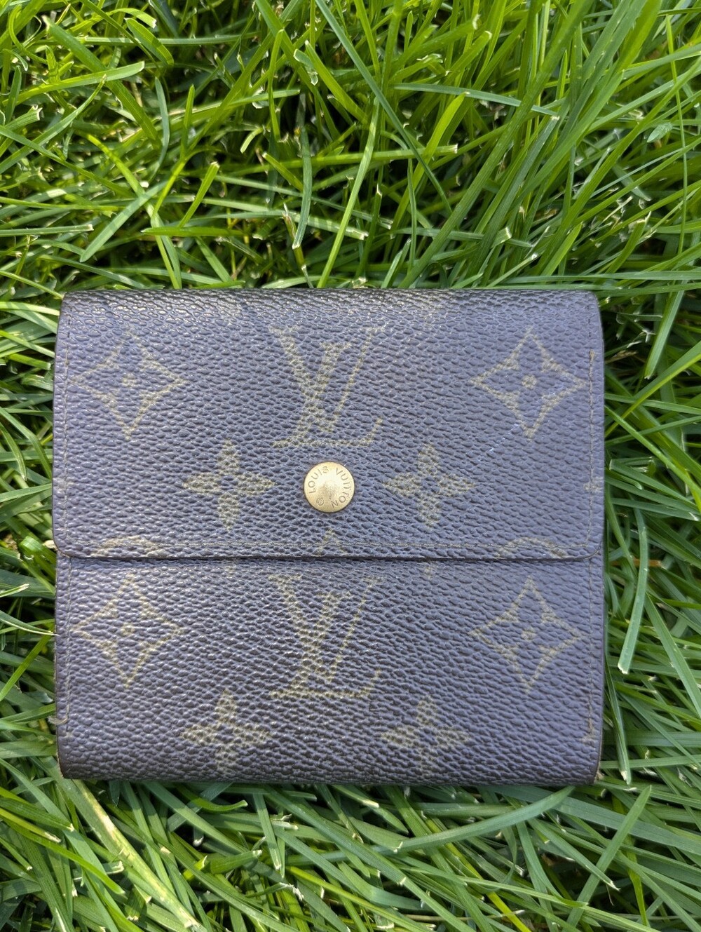 Louis Vuitton Brown Monogram Canvas Snap Wallet with Gold Tone Hardware